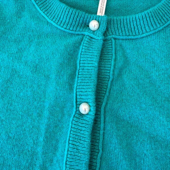 Free People Pearl Cashmere Sweater Cardigan Teal Blue Green Small - Picture 4 of 11